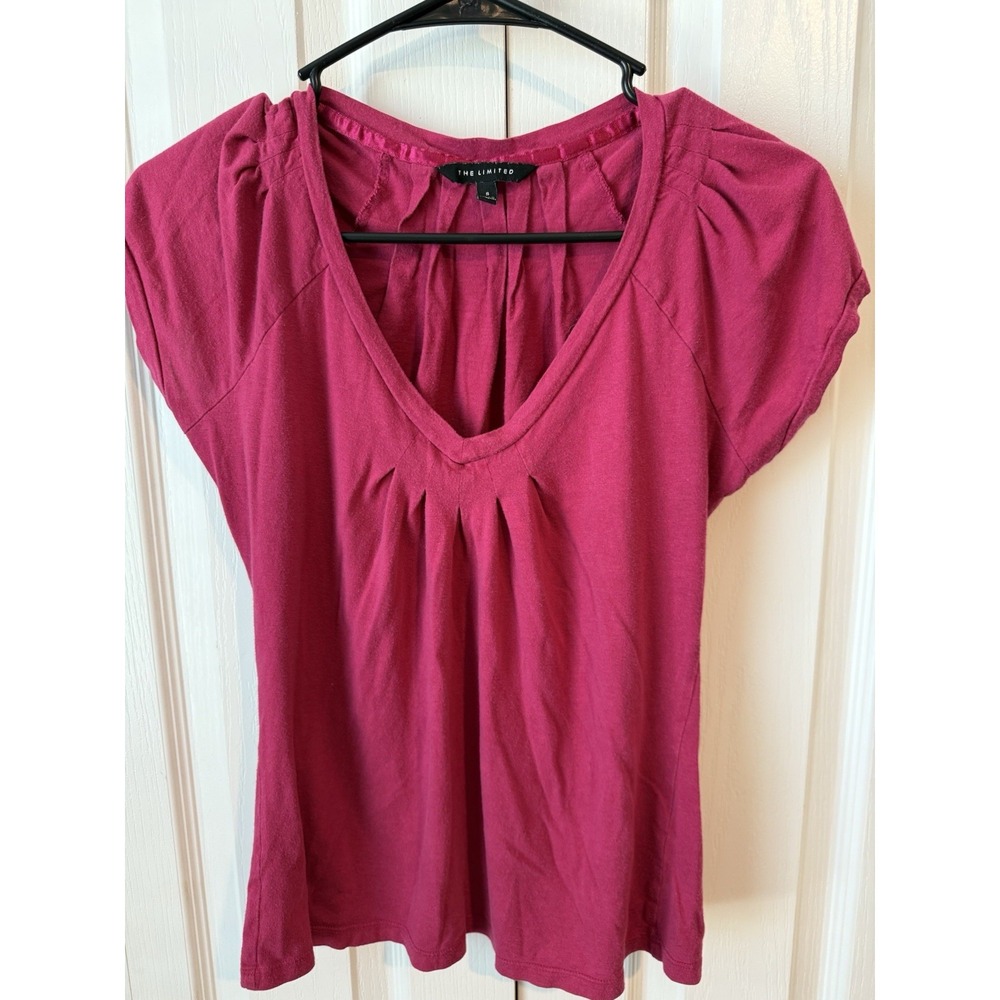 The Limited Magenta Pleated V-Neck‎ Blouse – Size Small